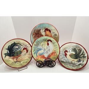 Certified International Le Rooster Salad Dessert Plates, 8 3/4" Set Of 4